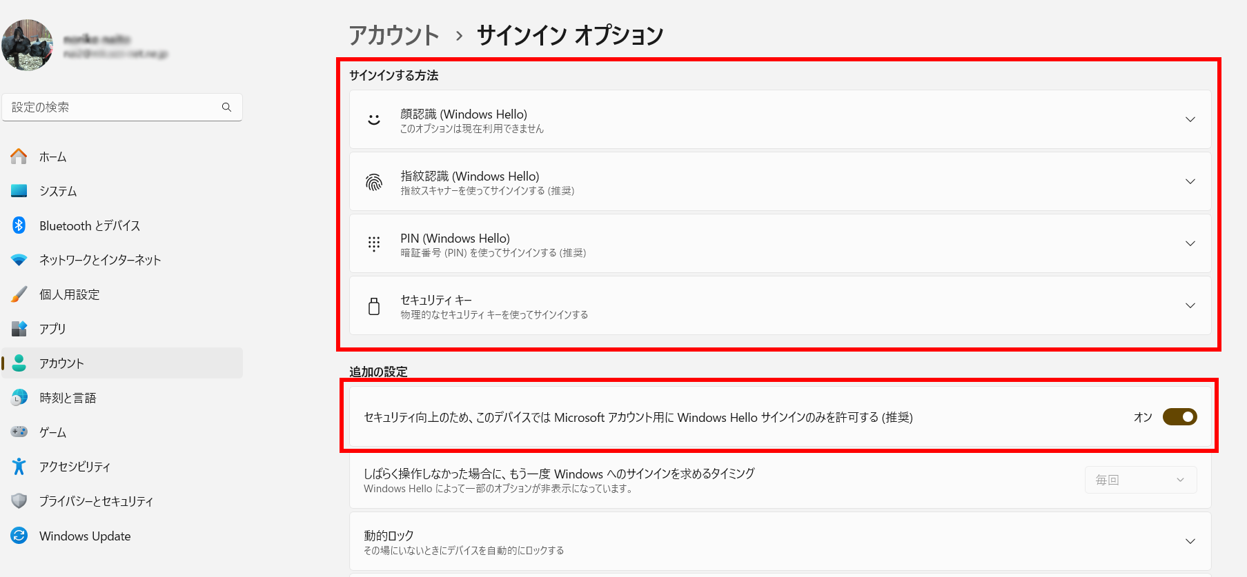サインインオプション